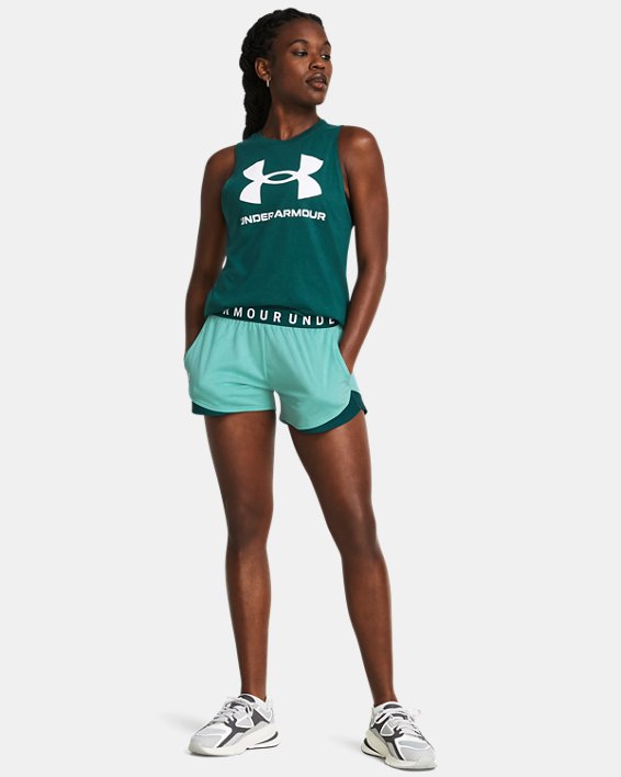 Damen UA Play Up 3.0 Twist Shorts, Green, pdpMainDesktop image number 2